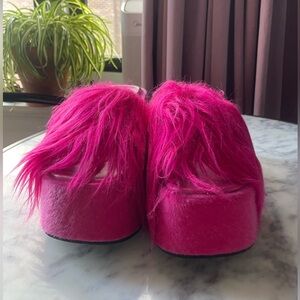 dELiA*s Hot Pink Fuzzy Platform Shoes